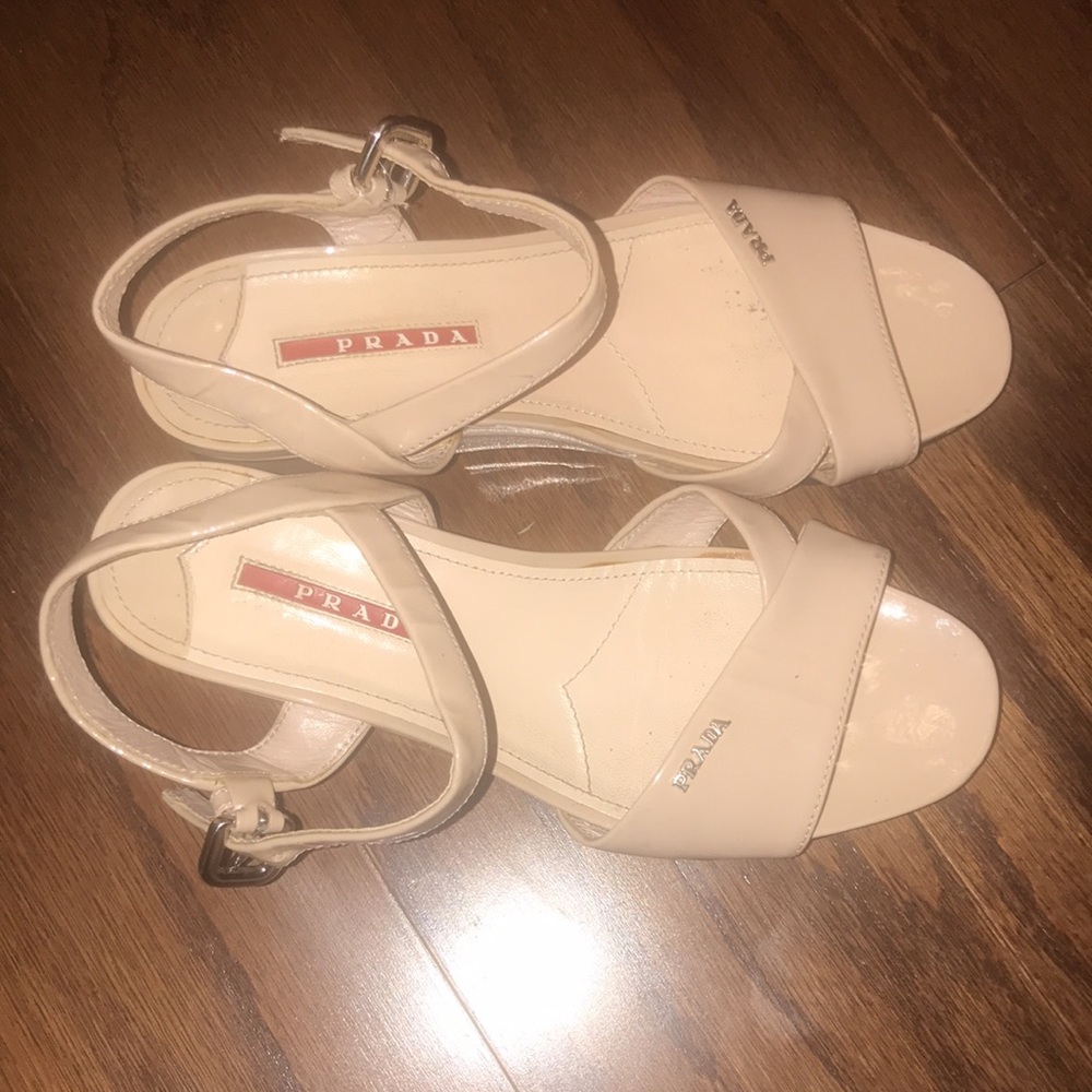 Prada patent leather demi wedge 36.5